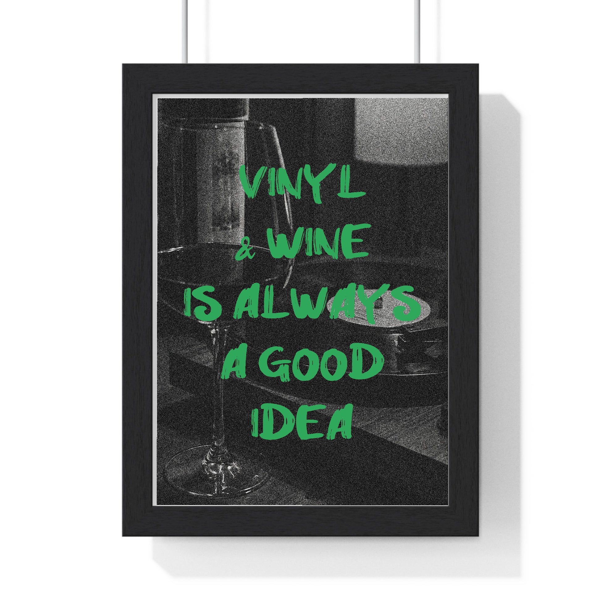 07 Vinyl Records poster framed in black wood frame