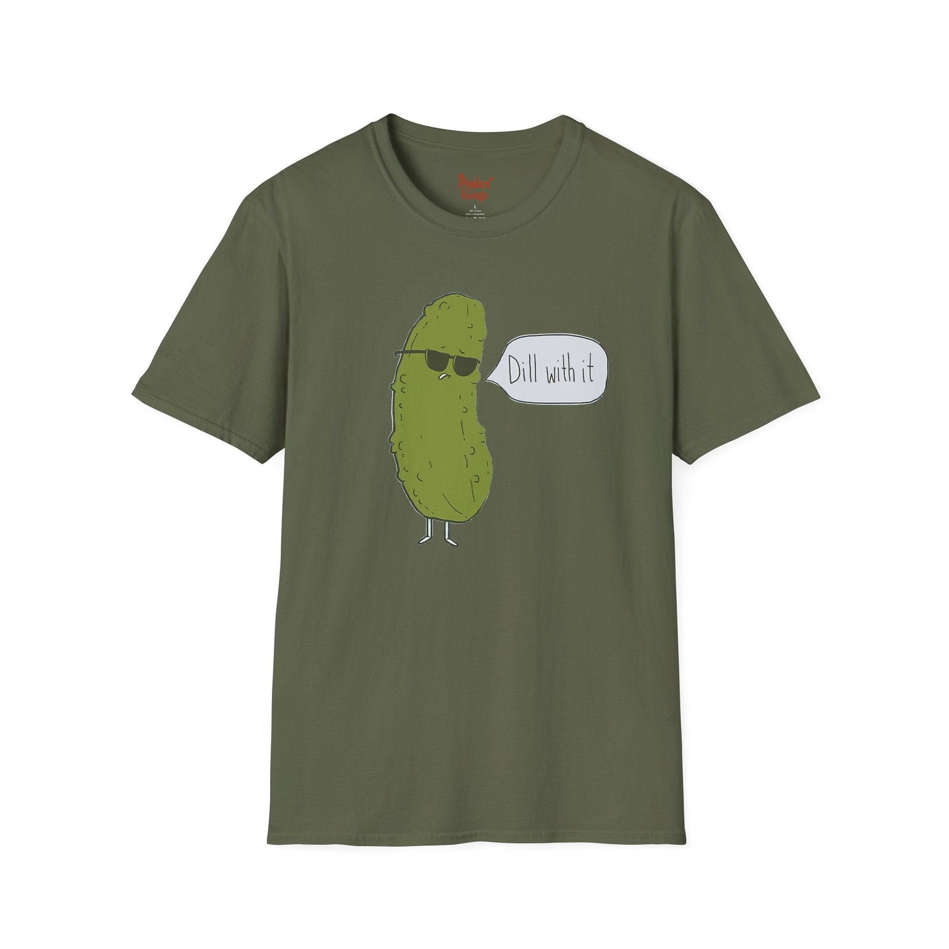 Navy t-shirt with Dill With It Pickle Pun