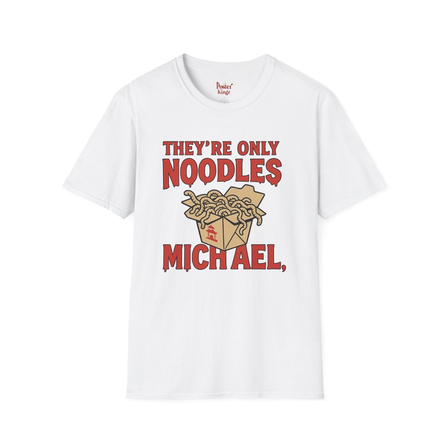 Grey t-shirt with They're Only Noodles Michael Horror Movie Parody