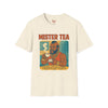 Black t-shirt with Mister Tea Pop Culture Parody