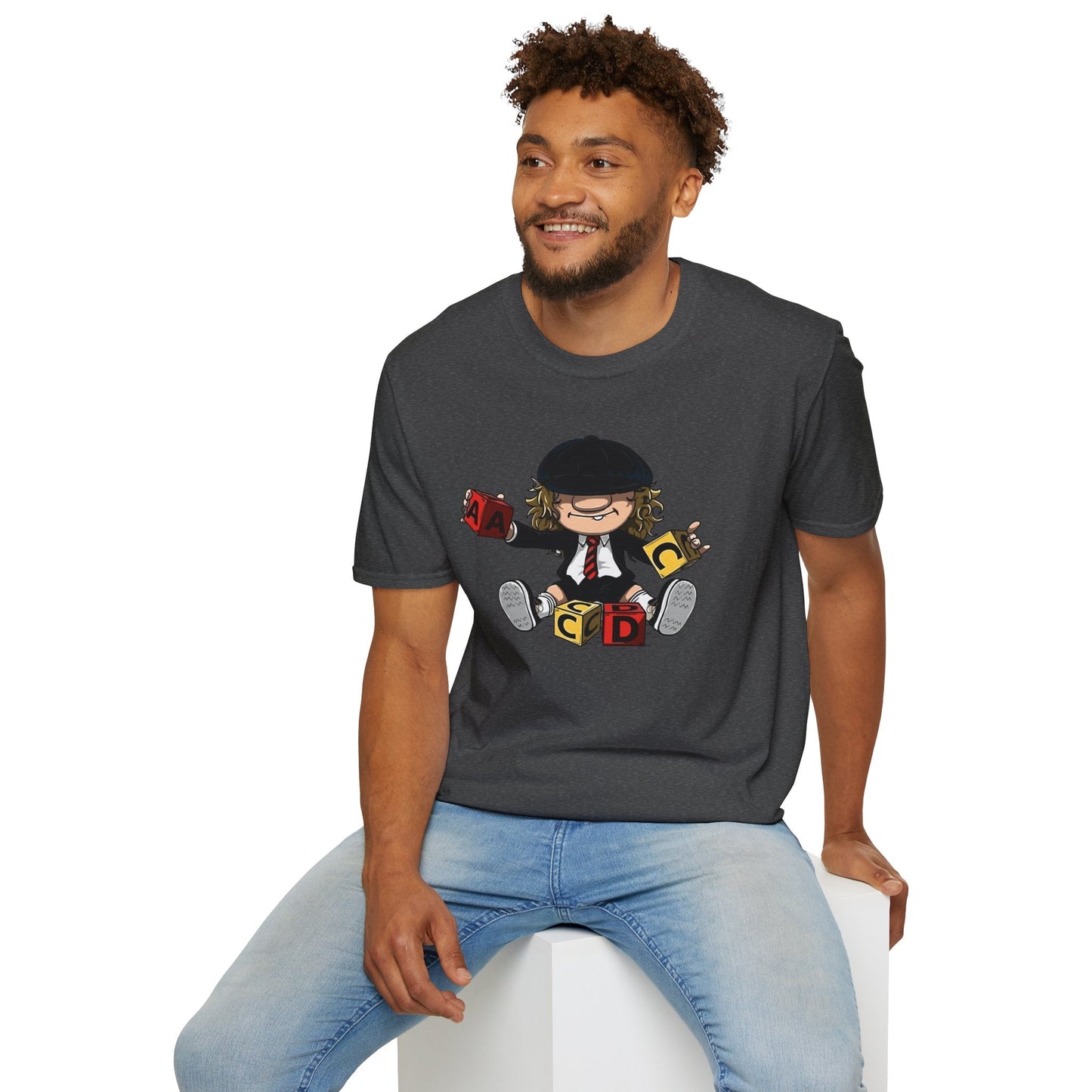 Black t-shirt with AC/DC Baby Blocks Parody Rock