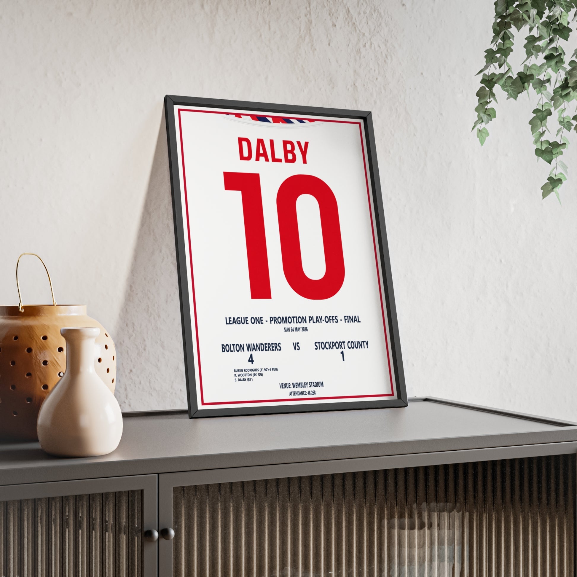 Bolton Wanderers League One Play-Off Final 2026 poster Dalby 10 Wembley print