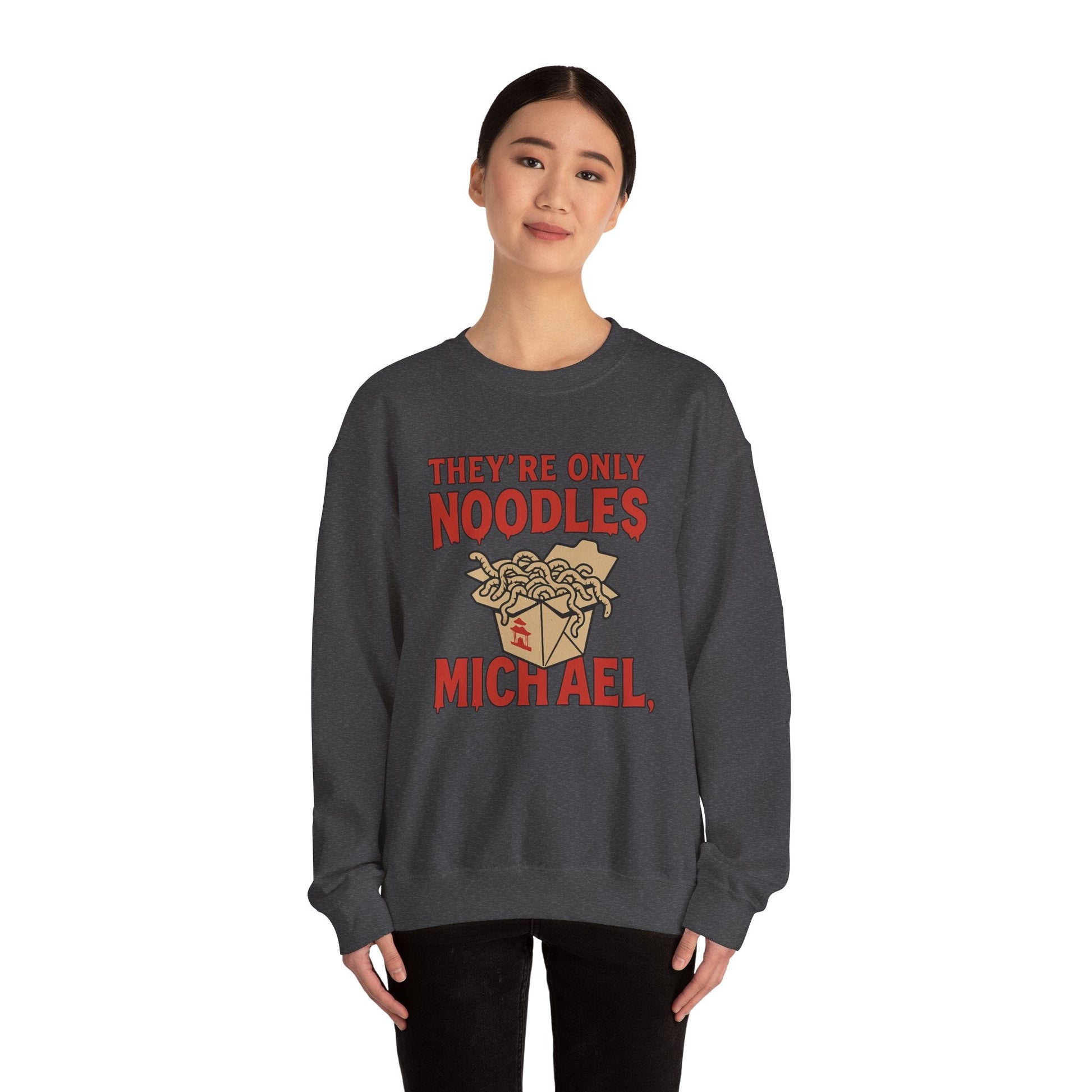 Ash t-shirt with They're Only Noodles Michael Sweatshirt Horror Movie Parody