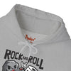 Black t-shirt with Rock and Roll Hoodie Music Pun Hooded Sweatshirt
