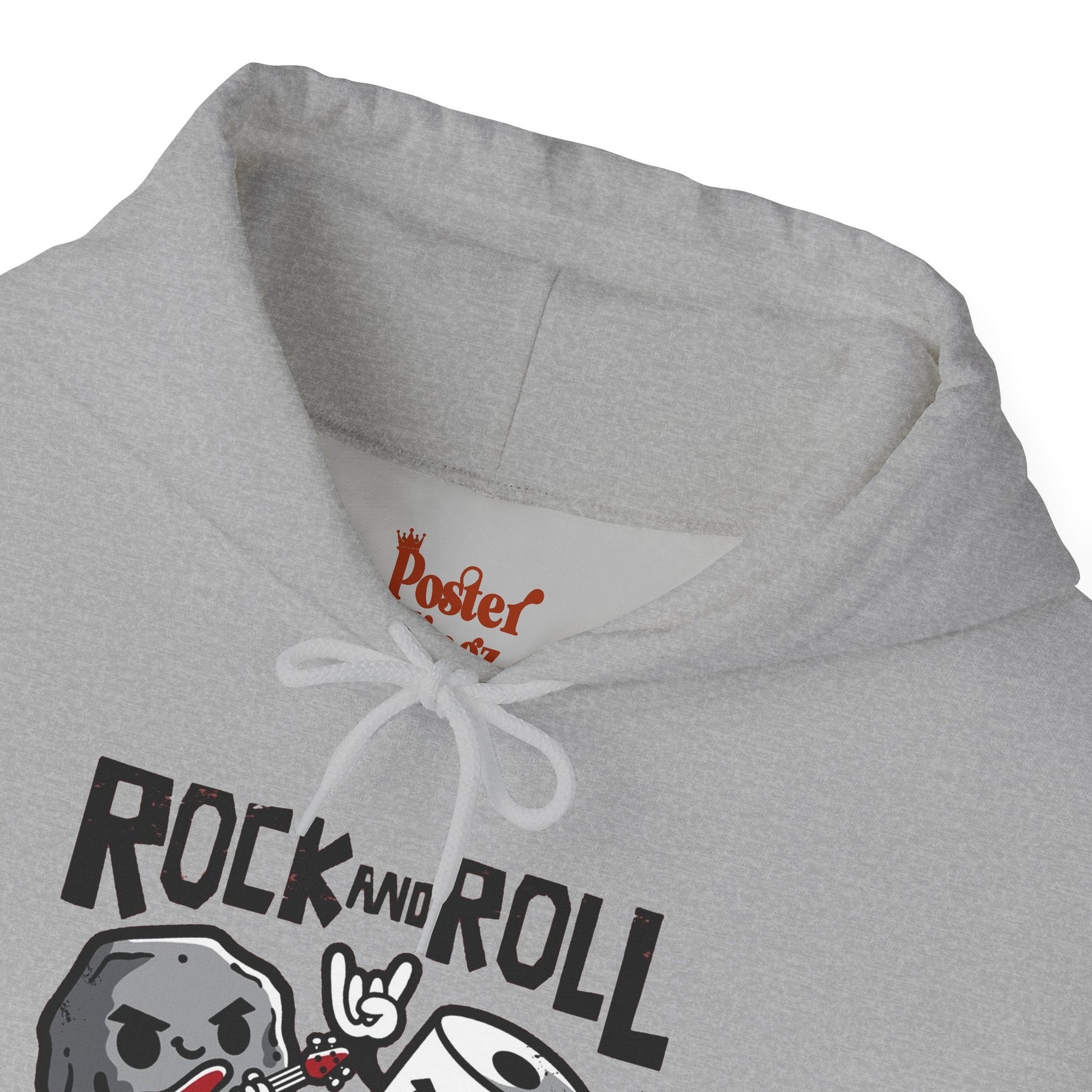 Black t-shirt with Rock and Roll Hoodie Music Pun Hooded Sweatshirt