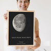 Lifestyle - Personalised Moon Phase Print held by a smiling woman