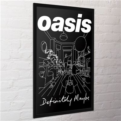 Close-up of Oasis Definitely Maybe line art illustration print on poster