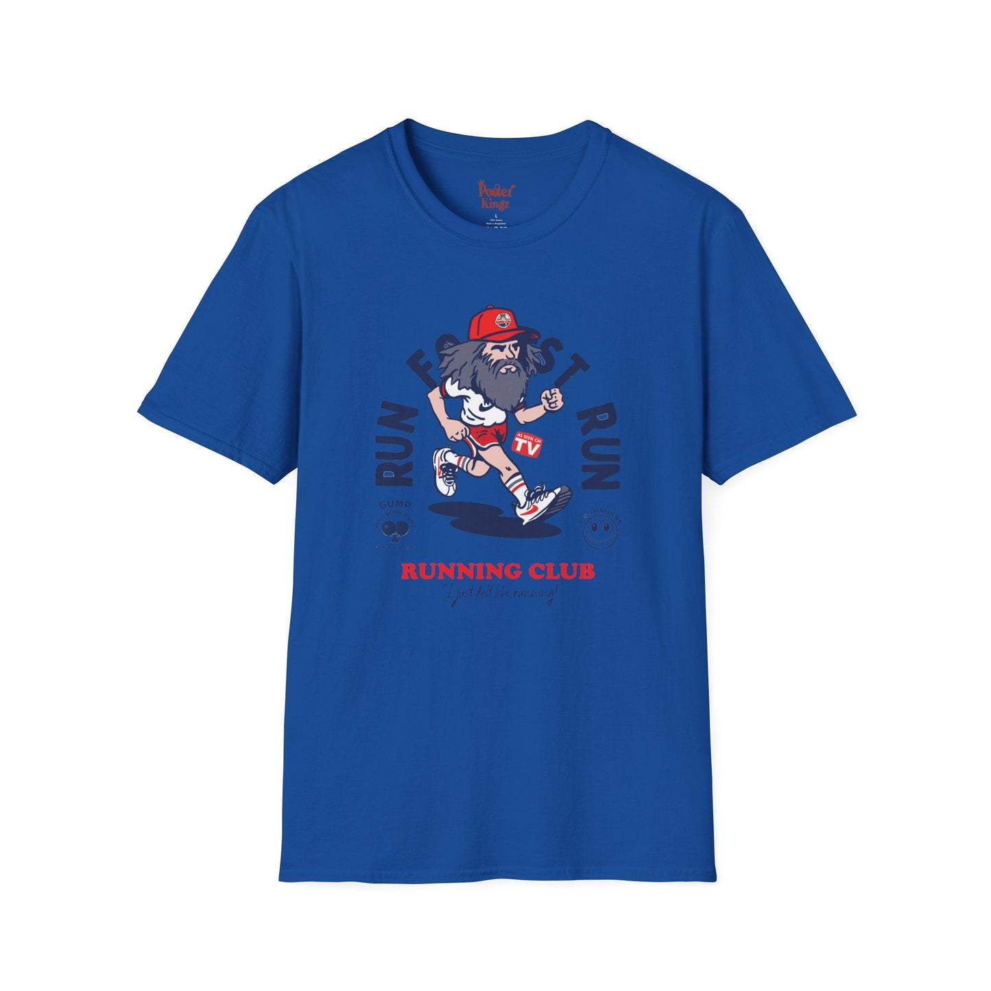 White t-shirt with Forrest Gump Running Club Movie Parody