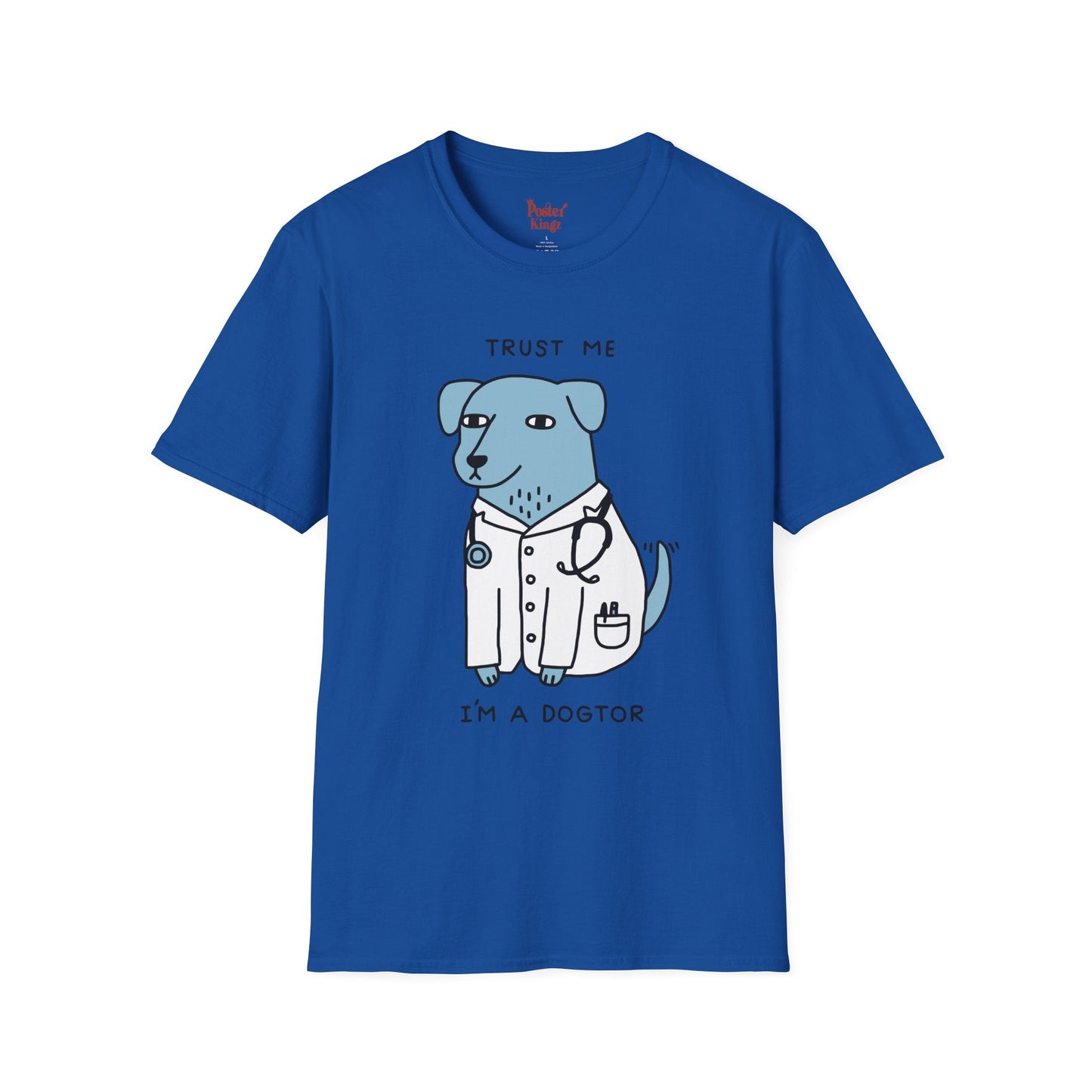 Black t-shirt with Trust Me I'm a Dogtor Dog Pun