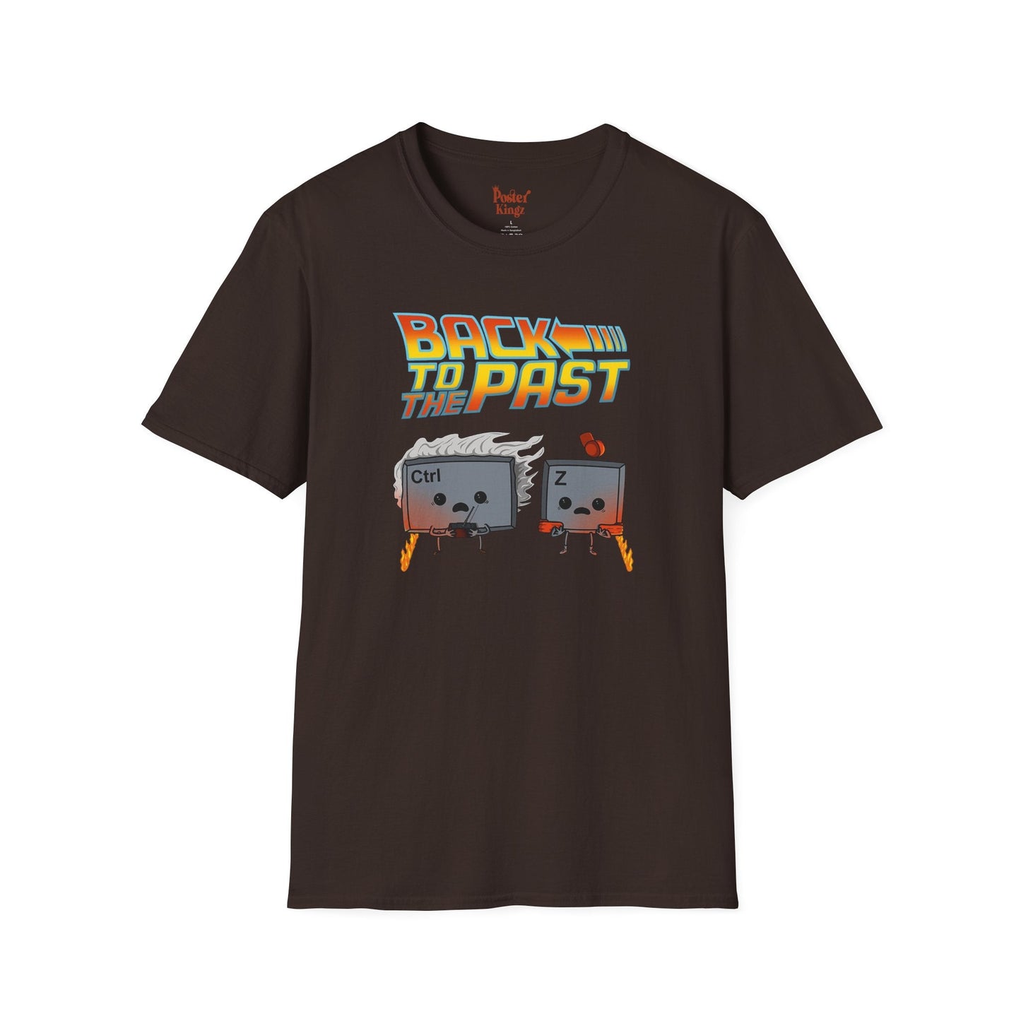 Light Blue t-shirt with Back to the Past Ctrl Z Tech Programmer Parody