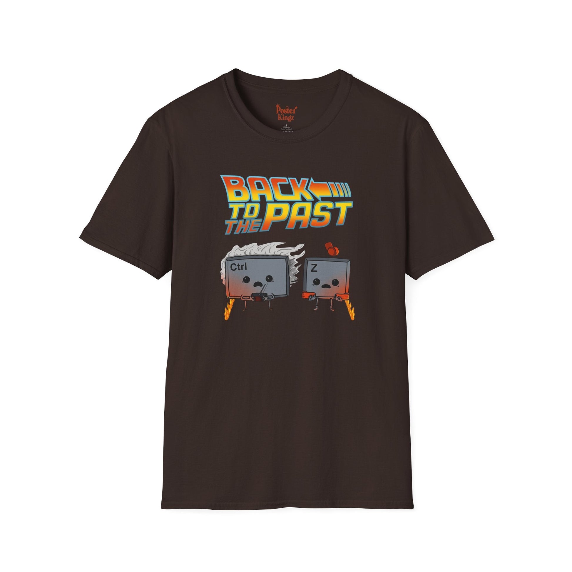 Light Blue t-shirt with Back to the Past Ctrl Z Tech Programmer Parody