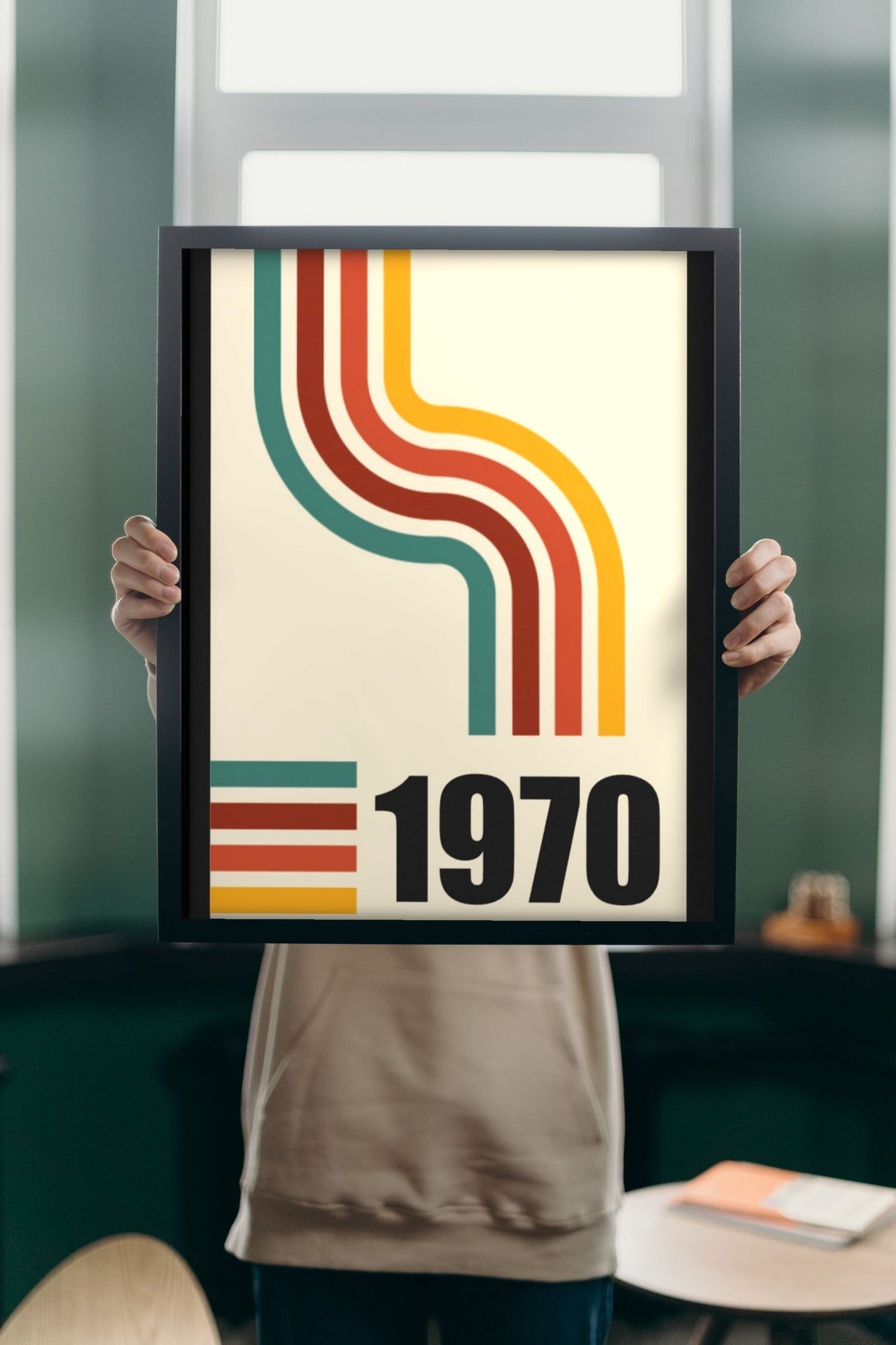 Lifestyle - The Year You Were Born Print held up in a bright room