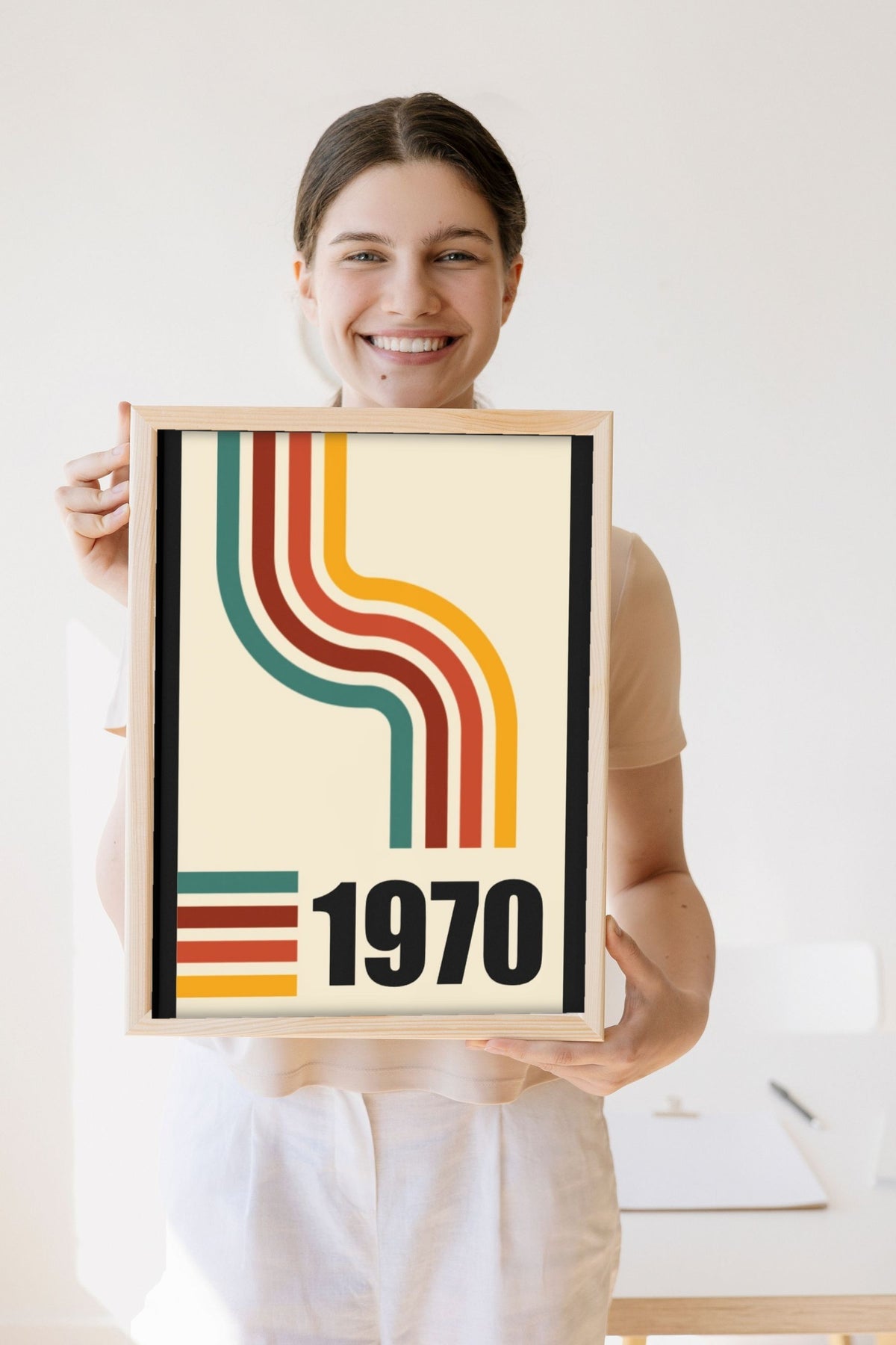 Lifestyle - The Year You Were Born Print held by a smiling woman