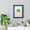 Matcha pancake poster framed on living room wall above side table