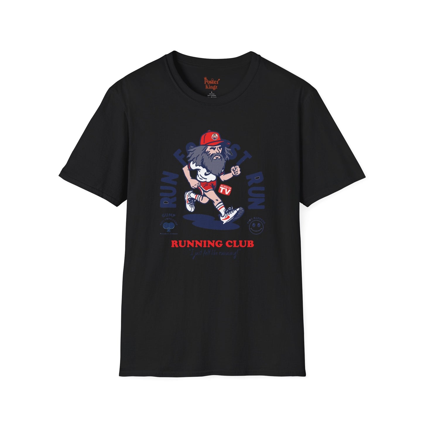 Black t-shirt with Forrest Gump Running Club Movie Parody