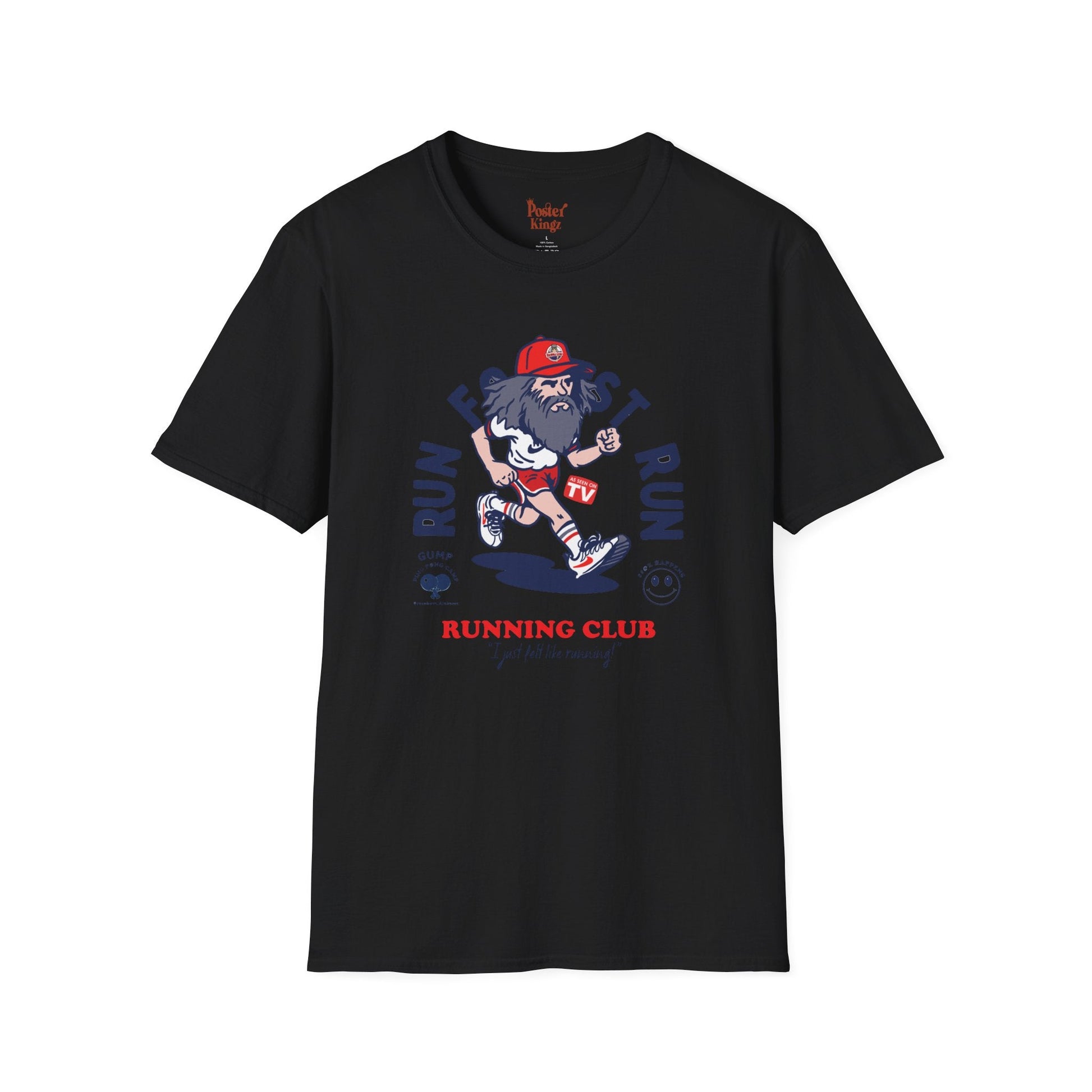 Black t-shirt with Forrest Gump Running Club Movie Parody