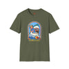 Black t-shirt with Stay Positive Dark Humour Shark
