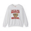 Black t-shirt with They're Only Noodles Michael Sweatshirt Horror Movie Parody