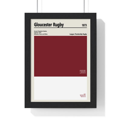 Gloucester Rugby colour swatch poster in cherry red and white