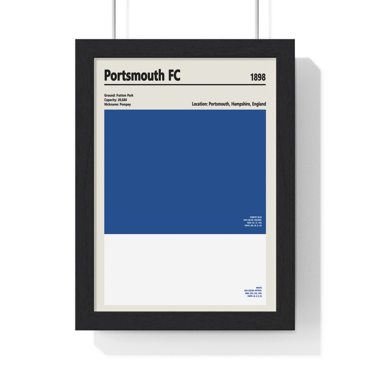 Portsmouth FC colour swatch print in Pompey blue and white
