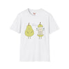 White t-shirt with Let's Workout Pear Gym Fruit Pun