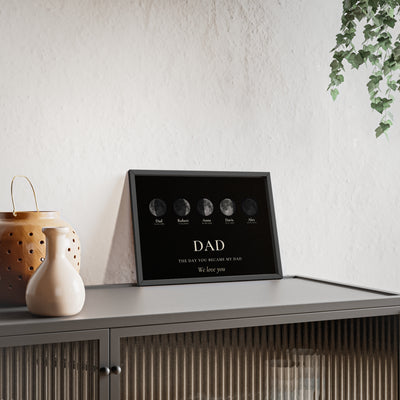 Custom Dad moon phase poster shown as a personalised Father's Day gift
