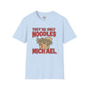 Navy t-shirt with They're Only Noodles Michael Horror Movie Parody