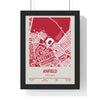 Anfield stadium map print in red wall art design