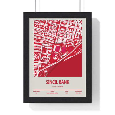 Sincil Bank stadium map print showing Lincoln City location