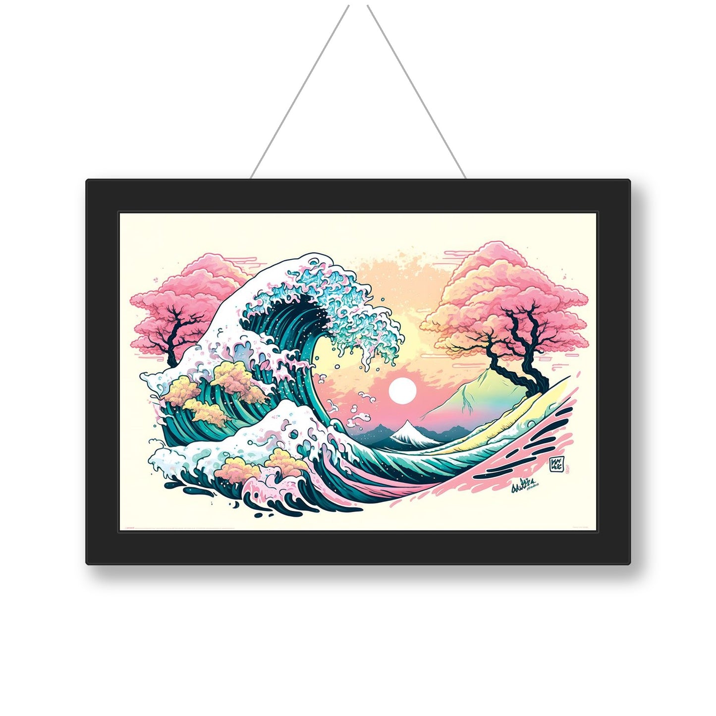 Pastel Wave Cherry Blossom Japanese Maxi Poster