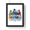 A Shiver of Sharks poster framed in black wood frame