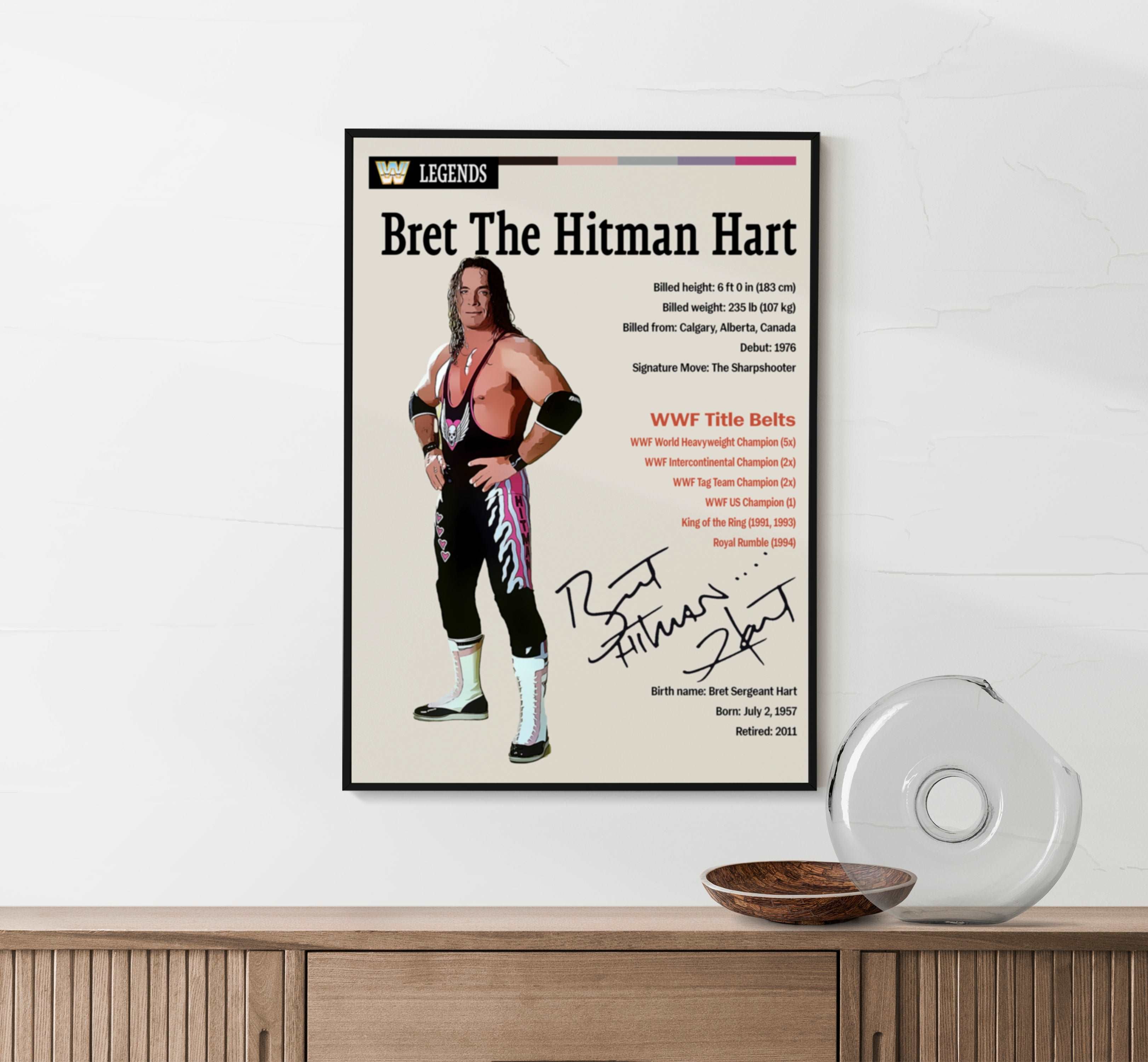 Bret The Hitman Hart Wrestling Poster
