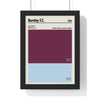 Burnley FC colour swatch print featuring claret and blue wall art