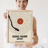 Lifestyle - Personalised Song Lyrics Vinyl Record Print held by a smiling woman