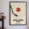 Lifestyle - Personalised Song Lyrics Vinyl Record Print hanging on a living room wall