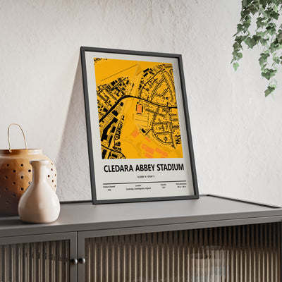 Cambridge United stadium map wall art football gift