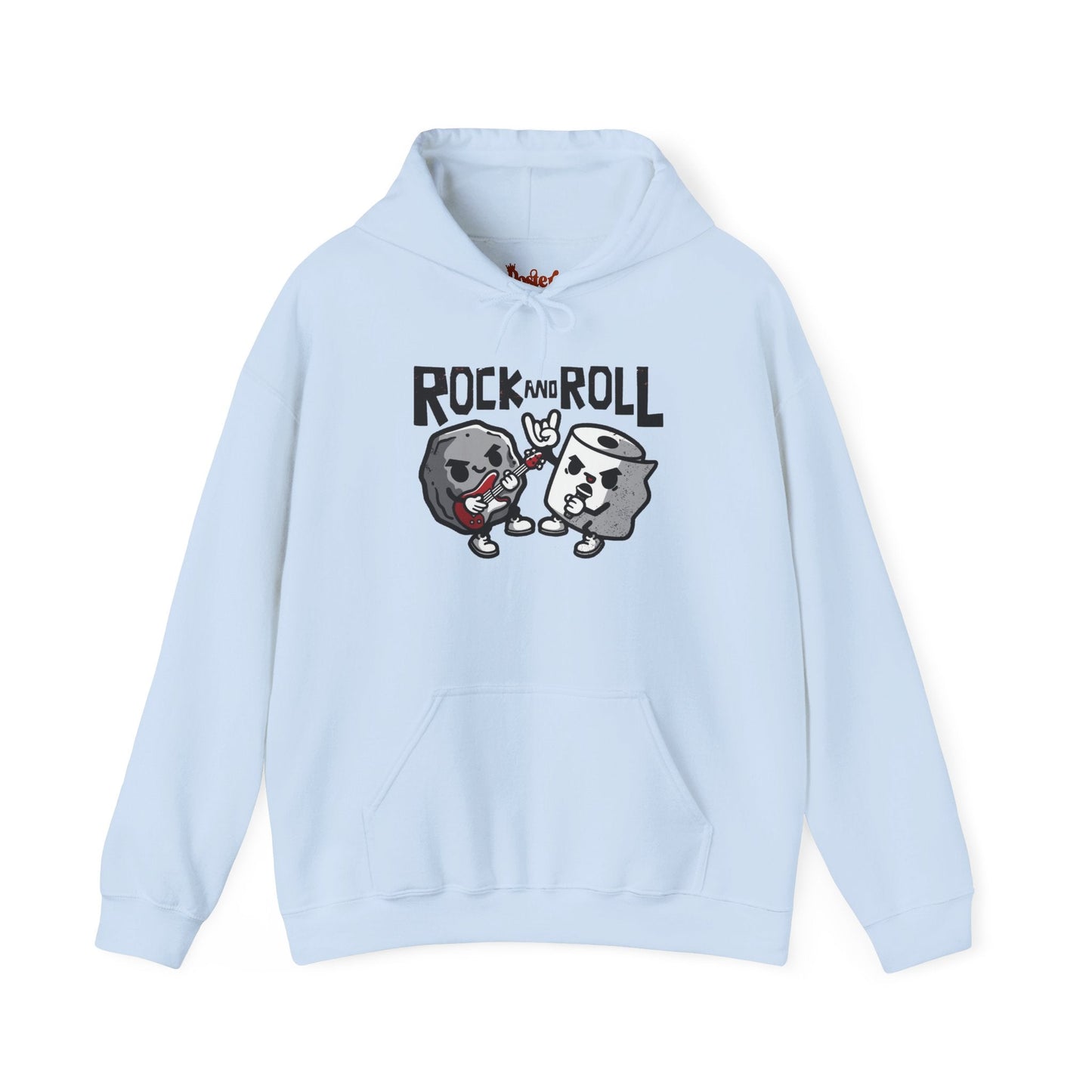 Black t-shirt with Rock and Roll Hoodie Music Pun Hooded Sweatshirt
