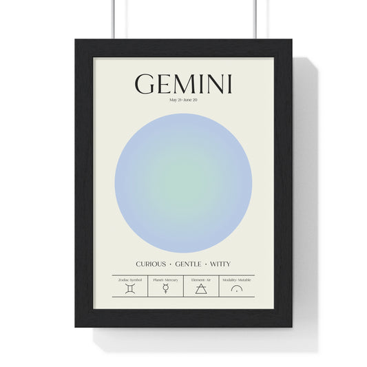 Gemini Astrology Chart Poster - Colour Art Print