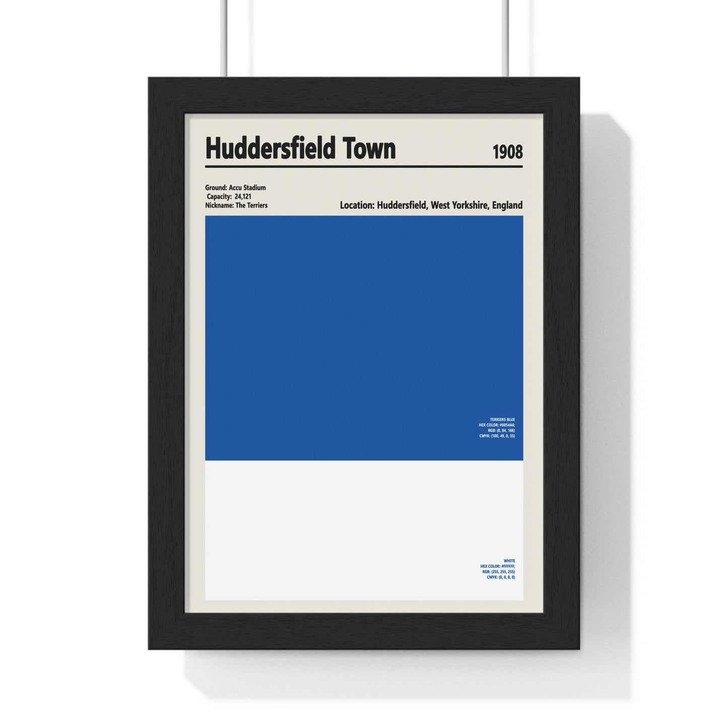 Huddersfield Town colour swatch print blue and white wall art