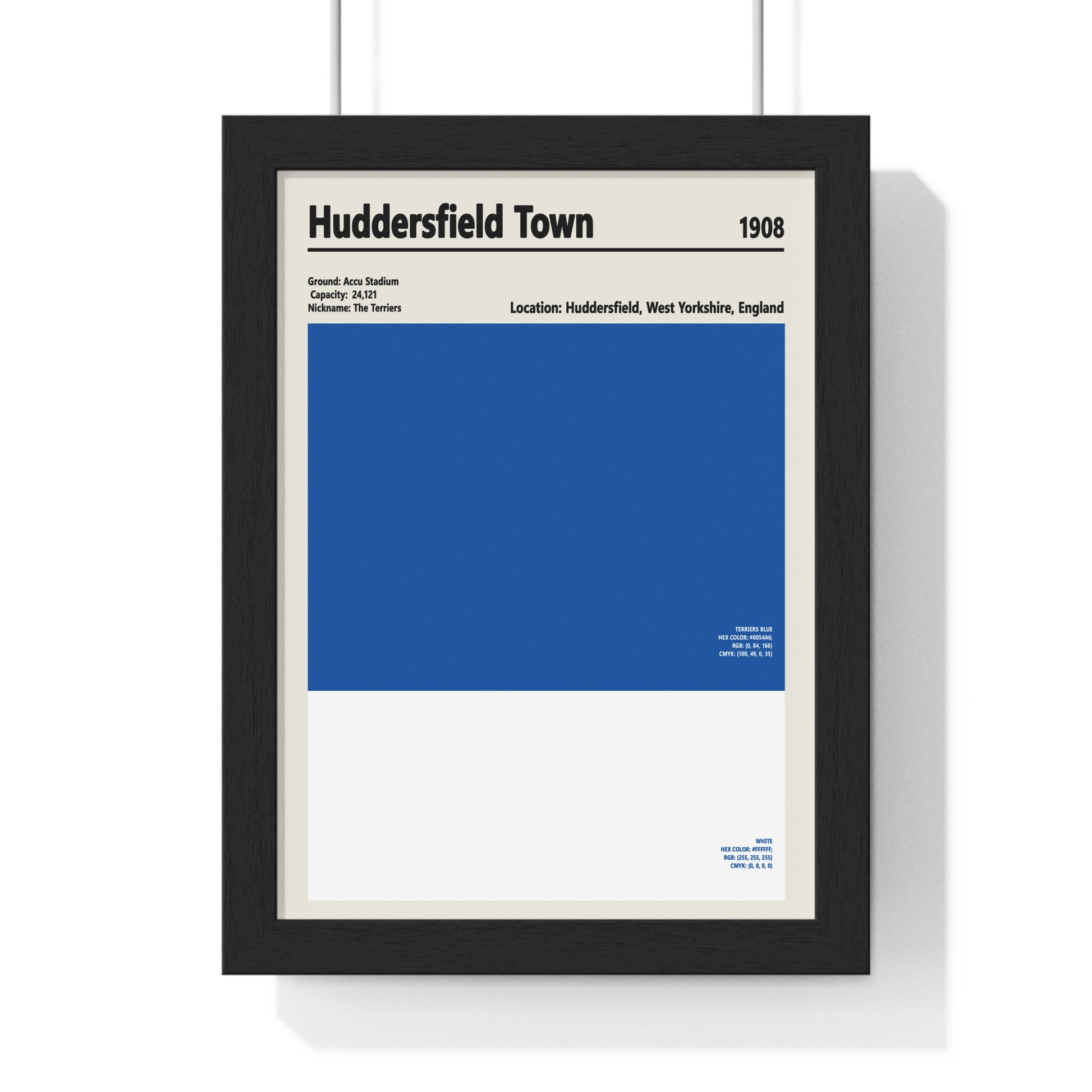 Huddersfield Town colour swatch print blue and white wall art