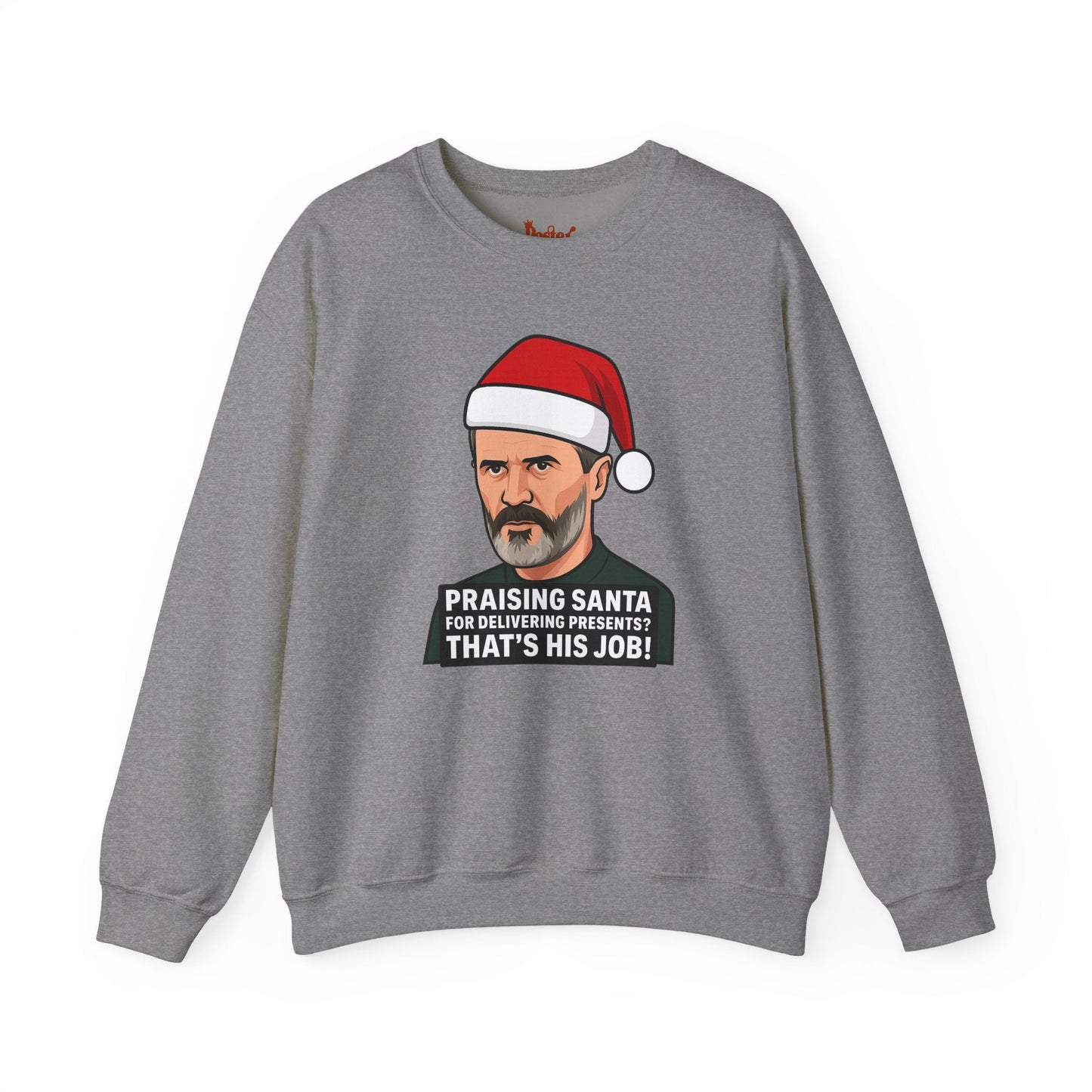 Grey t-shirt with Roy Keane Santa Christmas Sweatshirt Football Parody