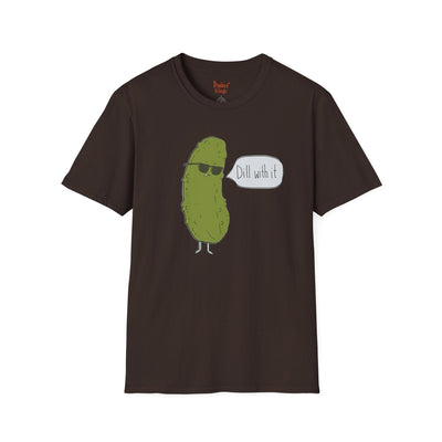 Black t-shirt with Dill With It Pickle Pun