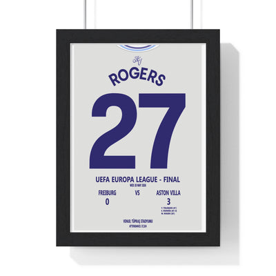 Aston Villa Europa League Final 2026 poster Rogers 27 Freiburg 0-3 Villa print