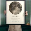 Lifestyle - Personalised New Baby Moon Phase Print held up in a bright room