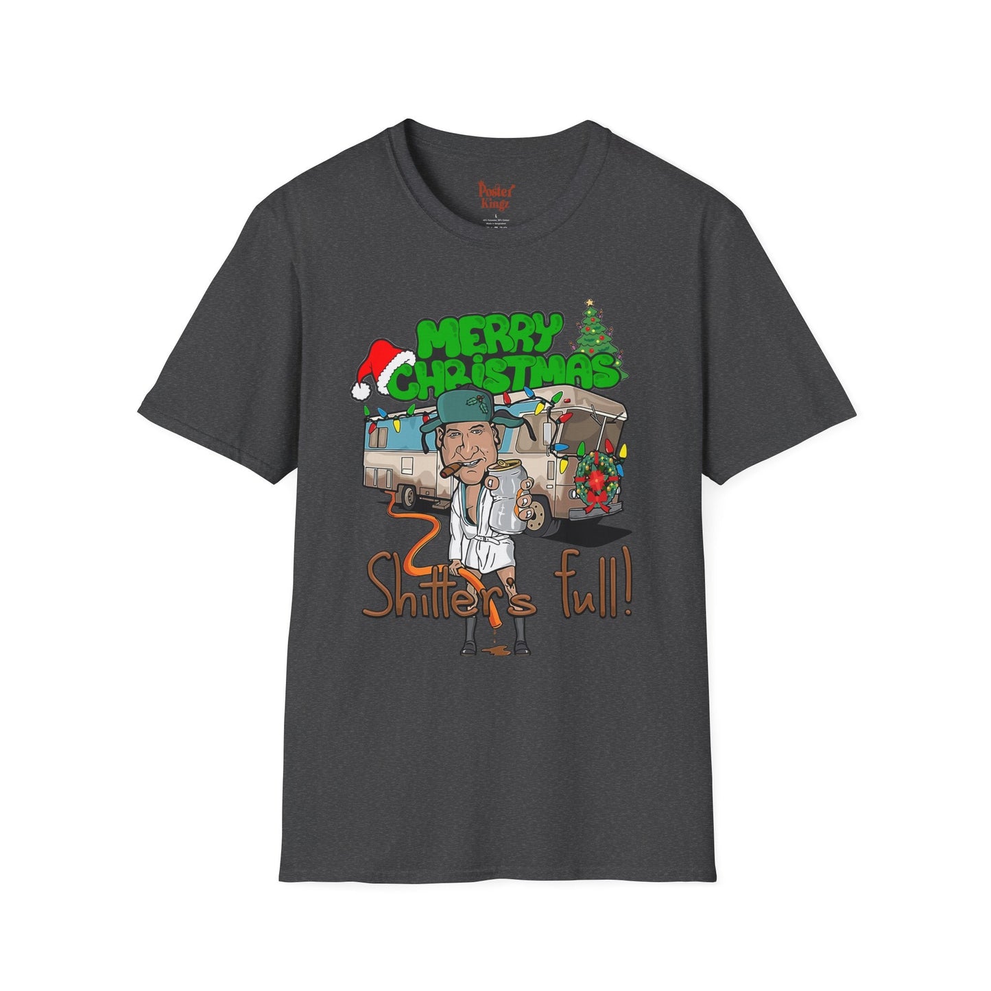 Grey t-shirt with Shitter's Full Christmas Christmas Vacation Parody