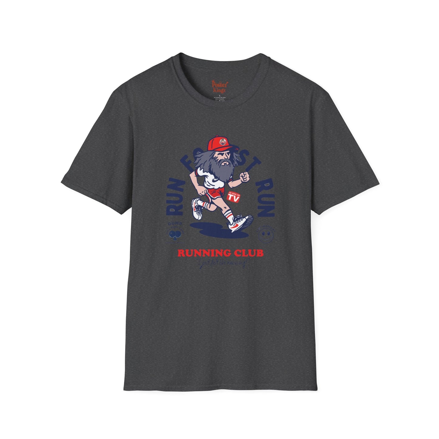 Grey t-shirt with Forrest Gump Running Club Movie Parody