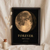 Lifestyle - Personalised Anniversary Moon Phase Print leaning in a frame with dried flowers