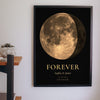 Lifestyle - Personalised Anniversary Moon Phase Print hanging on a living room wall