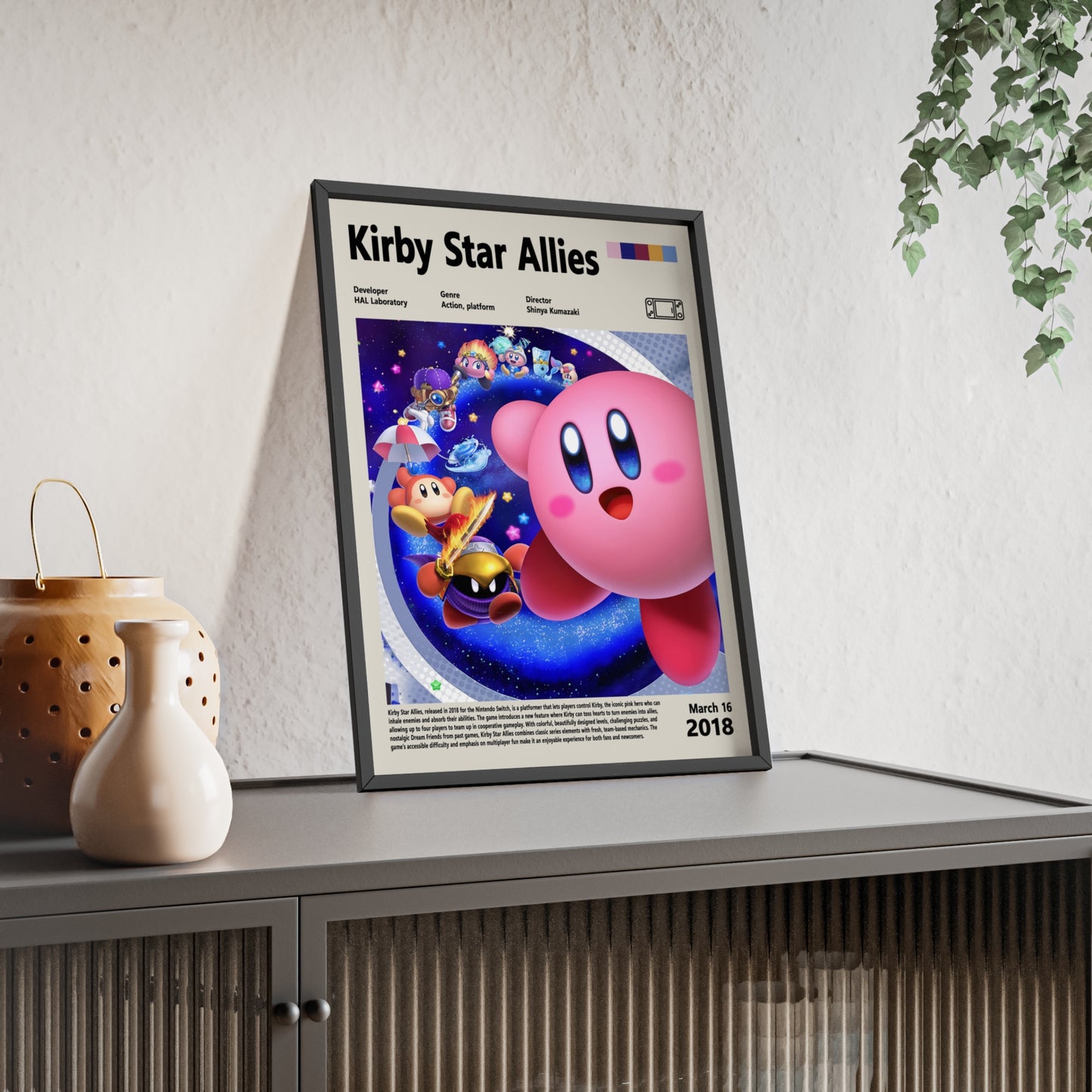 Kirby Star Allies 2018 - Video Game Info minimalist Poster