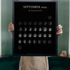 Lifestyle - Personalised Moon Calendar Print held up in a bright room